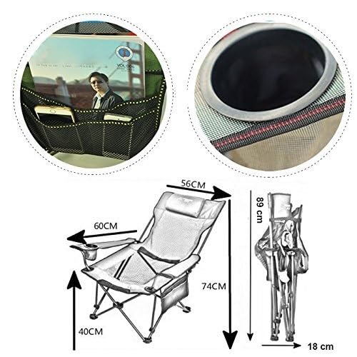 Adjustable Reclining Camping Chair with Headrest