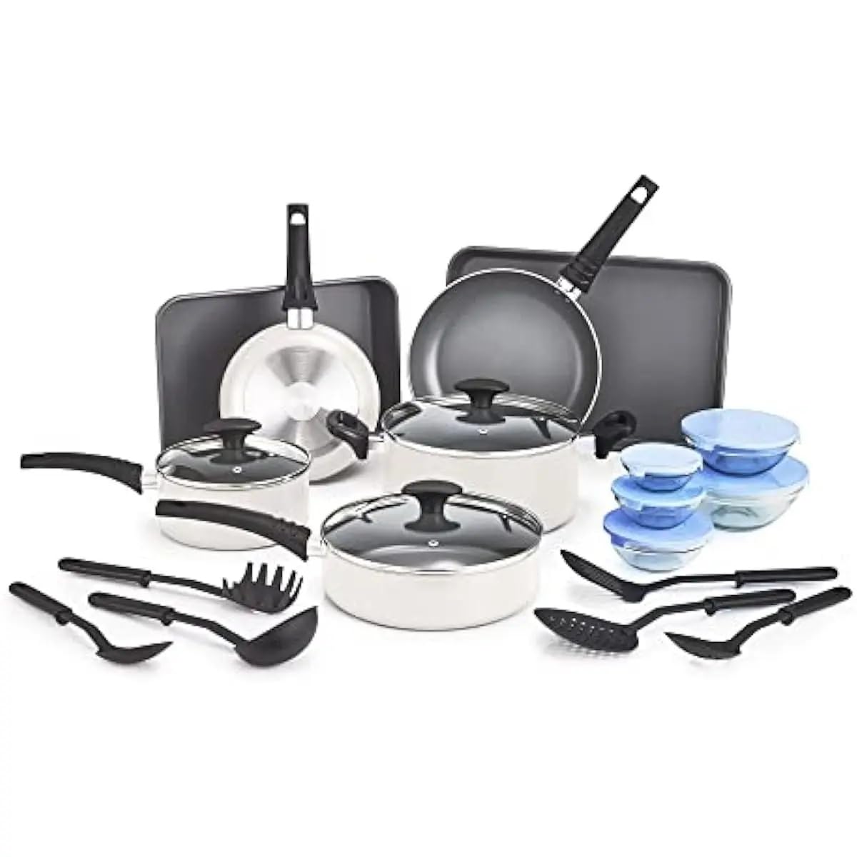 Nonstick Aluminum Cookware Set with Glass Lids