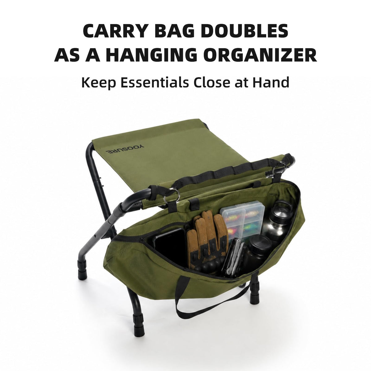 Height Adjustable Tactical Folding Camp Stool