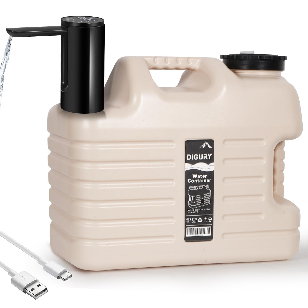 5-Gallon Camping Water Jug with Electric Dispenser