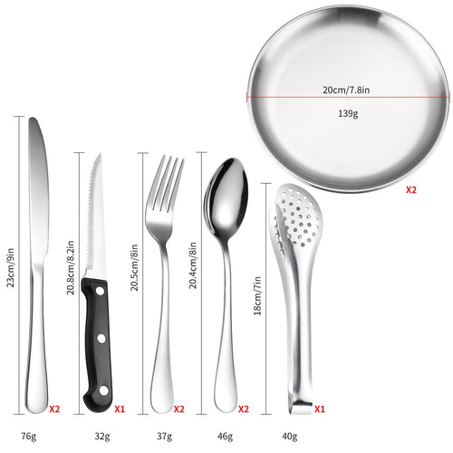 10-Piece Stainless Steel Camping Tableware Set