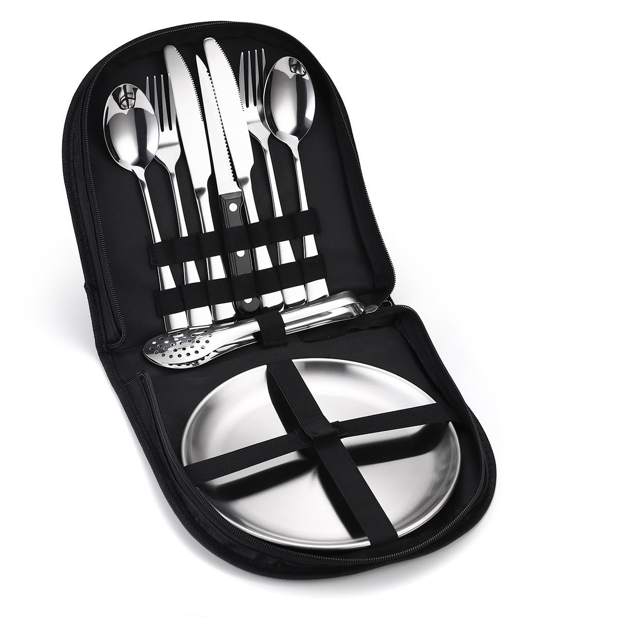 10-Piece Stainless Steel Camping Tableware Set