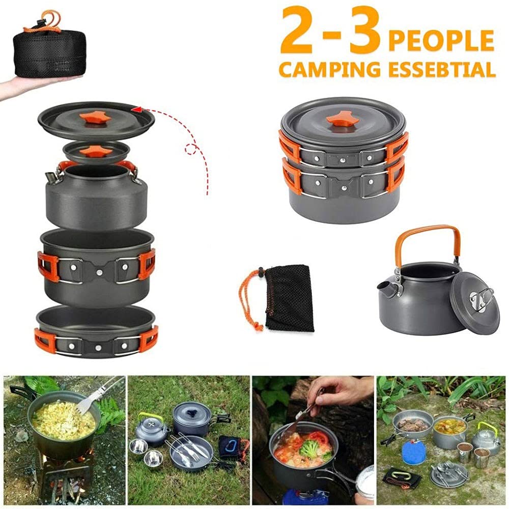 Aluminum Camping Cookware Set with Kettle