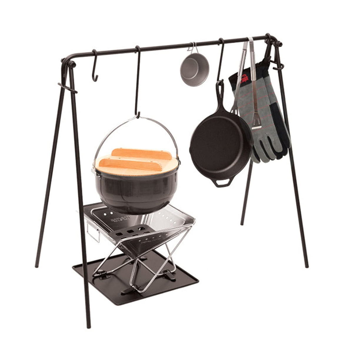 Campfire Cooking Tripod Grill with Hooks