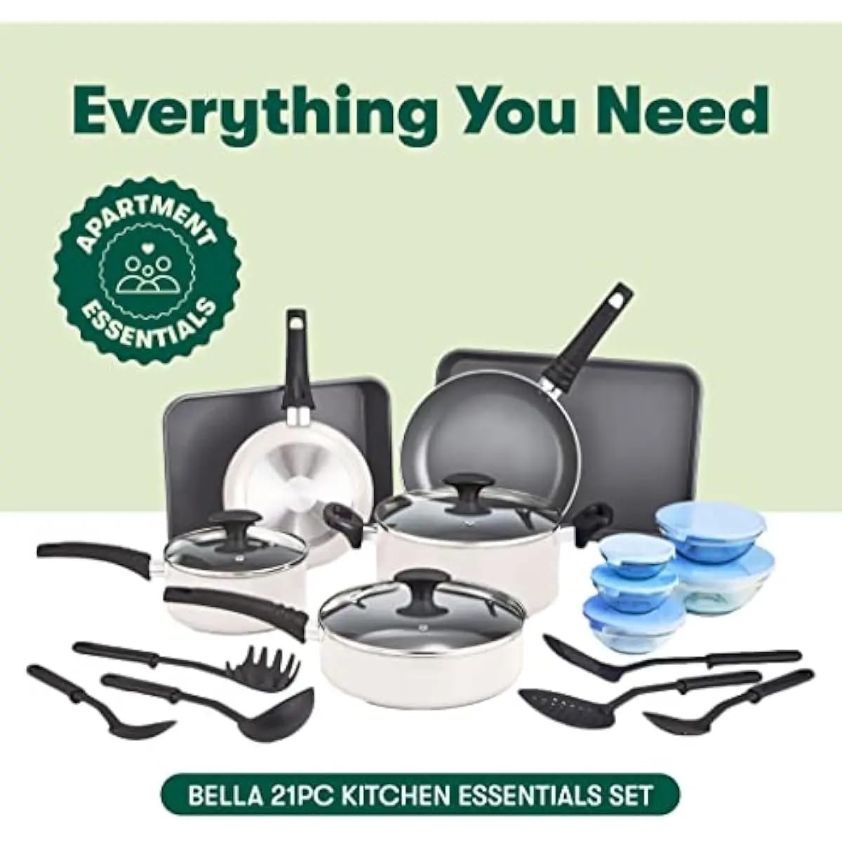 Nonstick Aluminum Cookware Set with Glass Lids