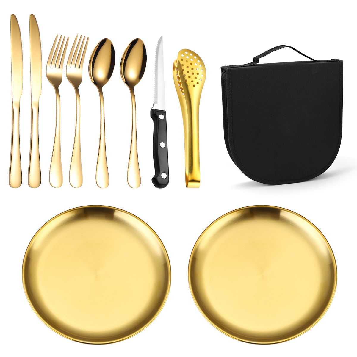 10-Piece Stainless Steel Camping Tableware Set