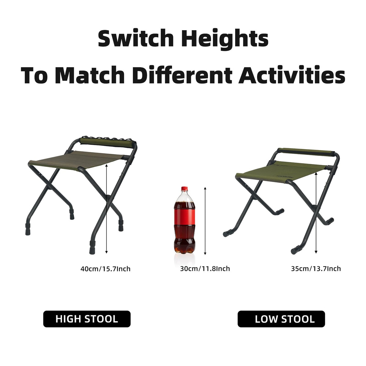 Height Adjustable Tactical Folding Camp Stool