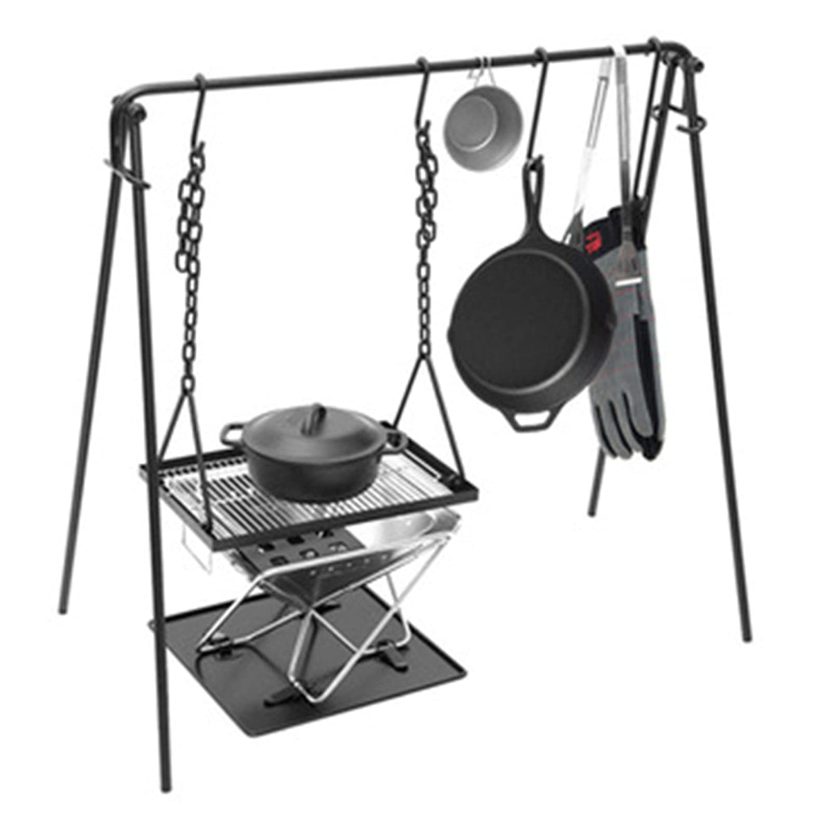 Campfire Cooking Tripod Grill with Hooks