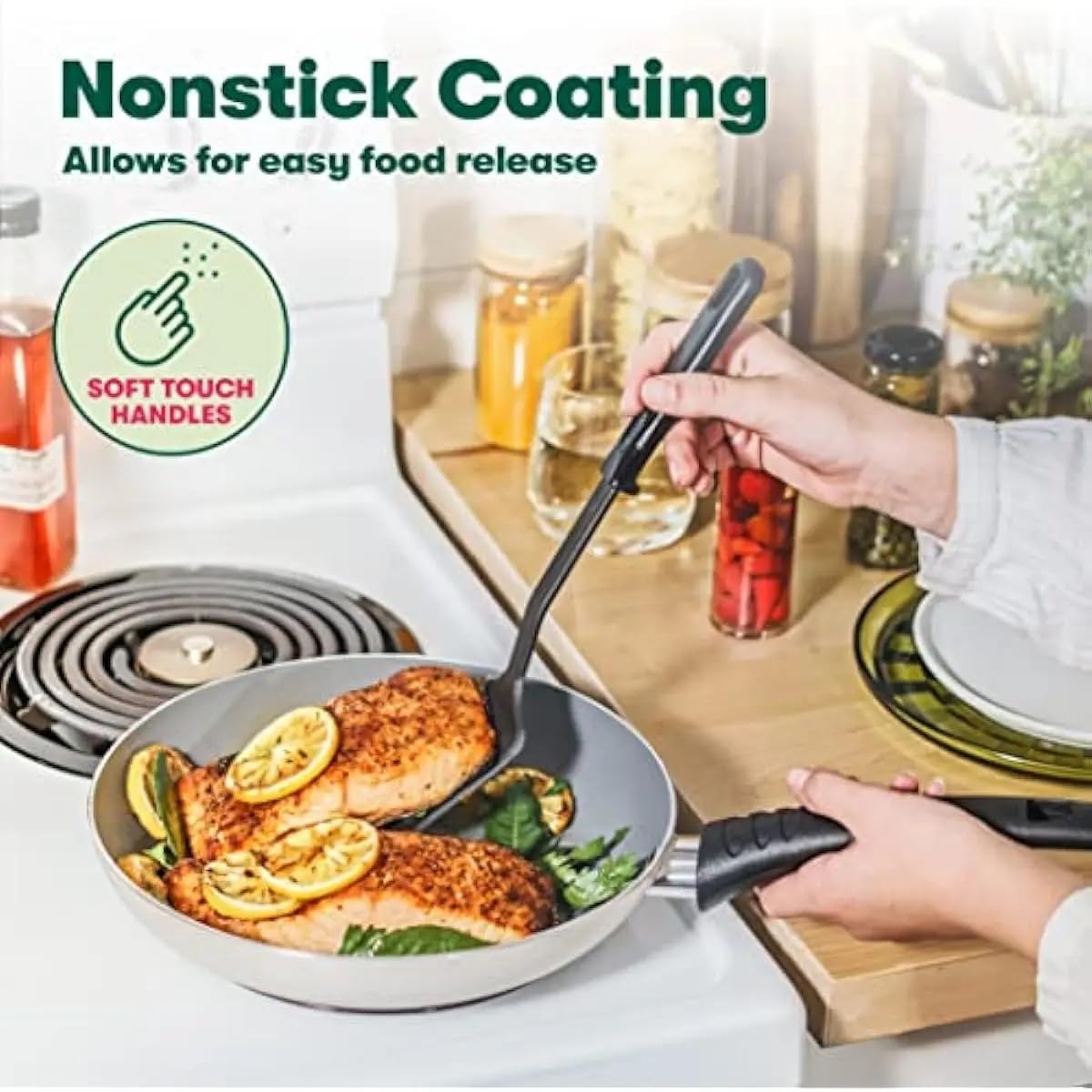 Nonstick Aluminum Cookware Set with Glass Lids
