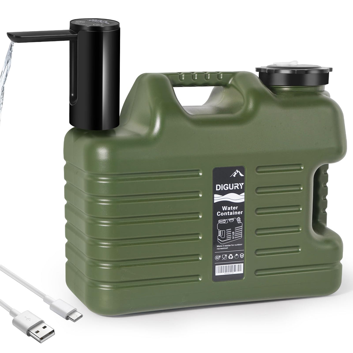 5-Gallon Camping Water Jug with Electric Dispenser