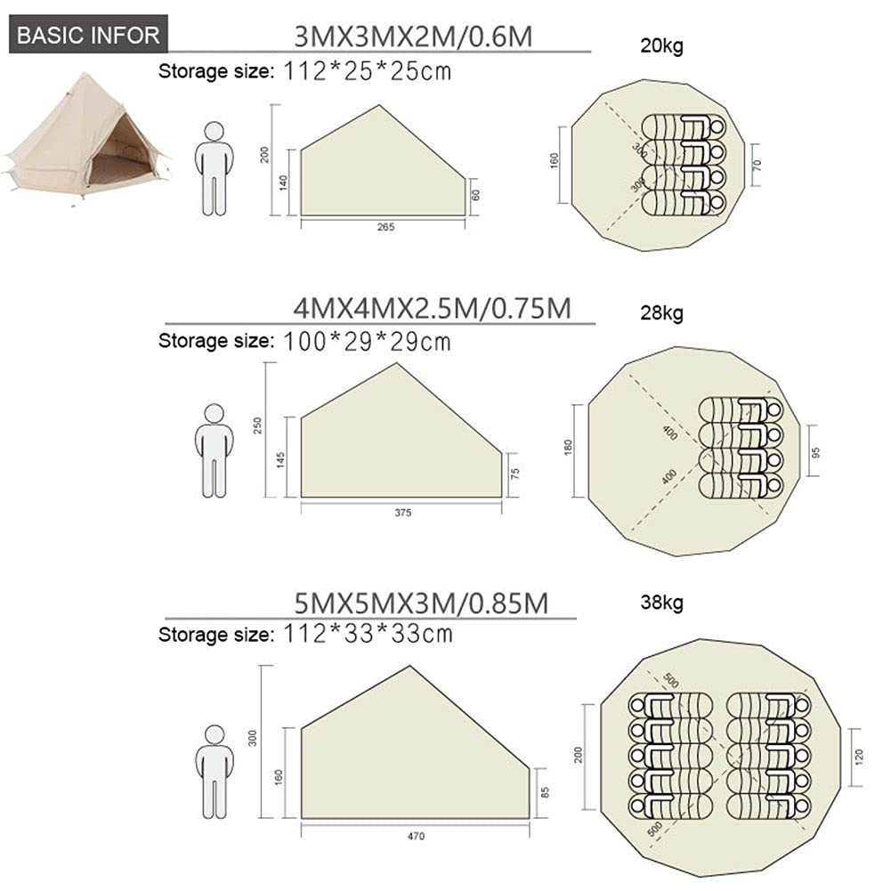 Canvas Bell Tent with Stove Hole for Family Camping