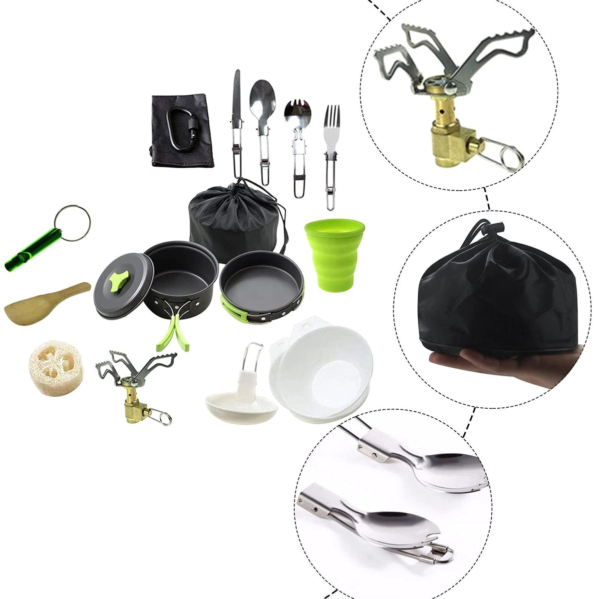 Aluminum Camping Cookware Set with Kettle