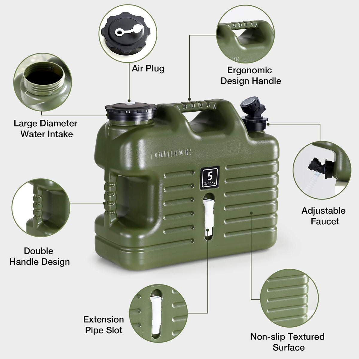 5-Gallon Camping Water Container with Spigot