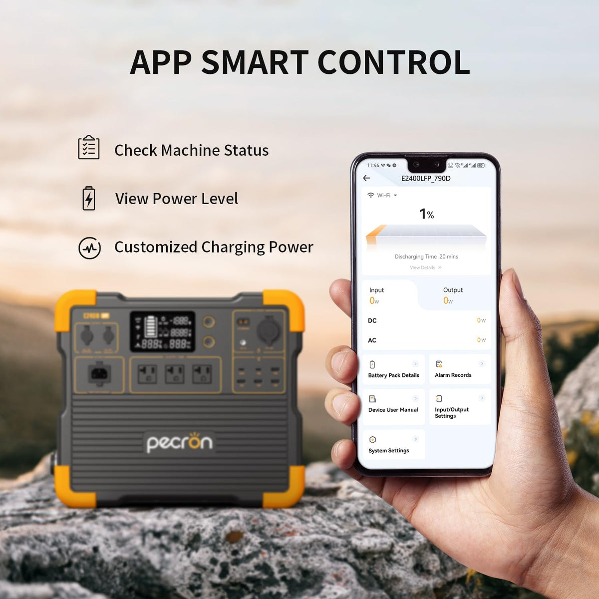 pecron E2400LFP 2048Wh/2400W LiFePO4 Battery
