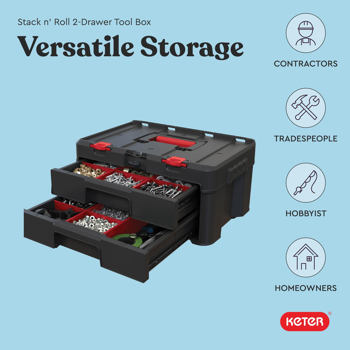 Keter Stack-n-Roll Modular Tools Organizer