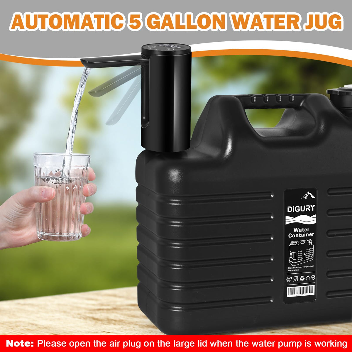 5-Gallon Camping Water Jug with Electric Dispenser