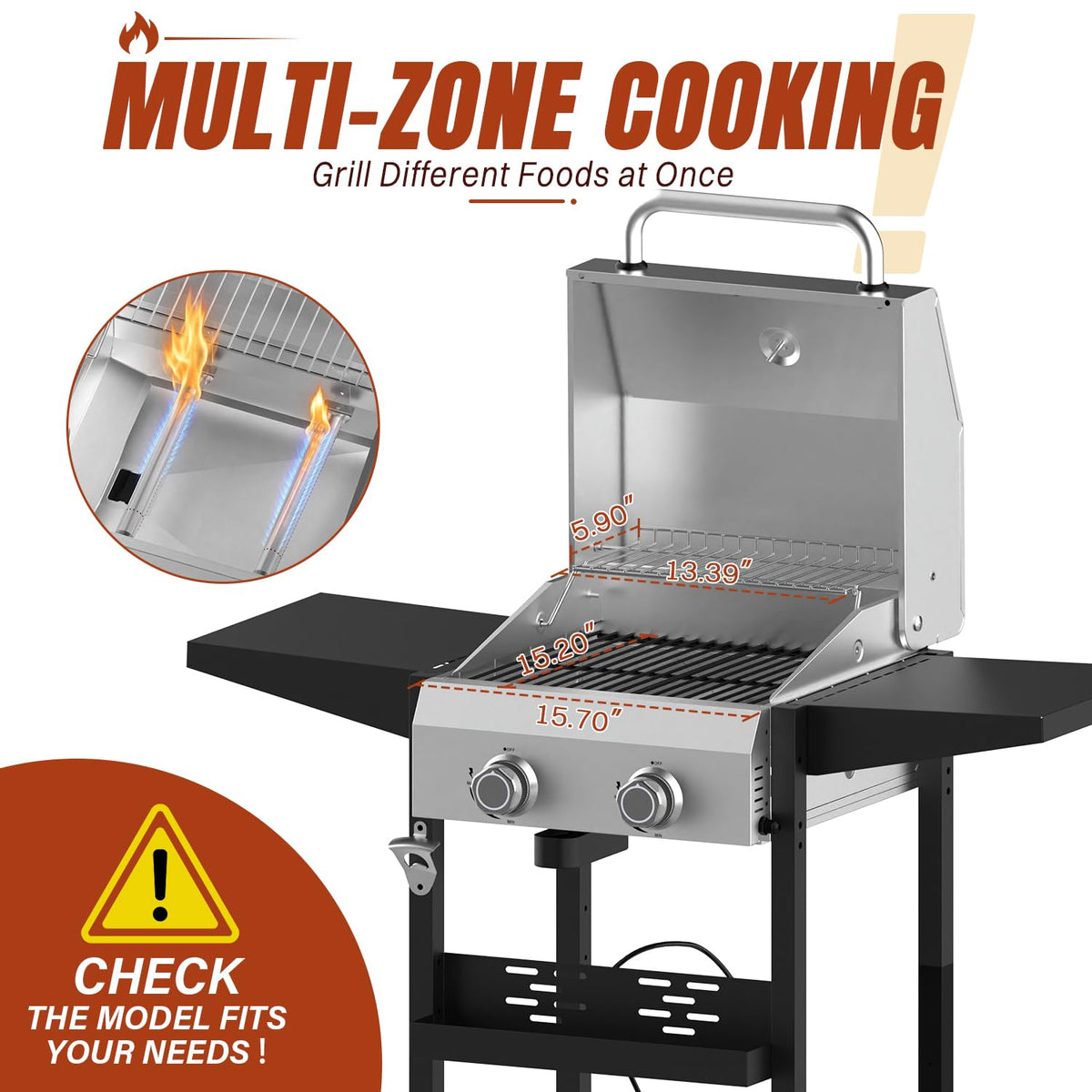 Propane Gas Grill 24000 BTU for BBQ,Portable with Wheels&Hood