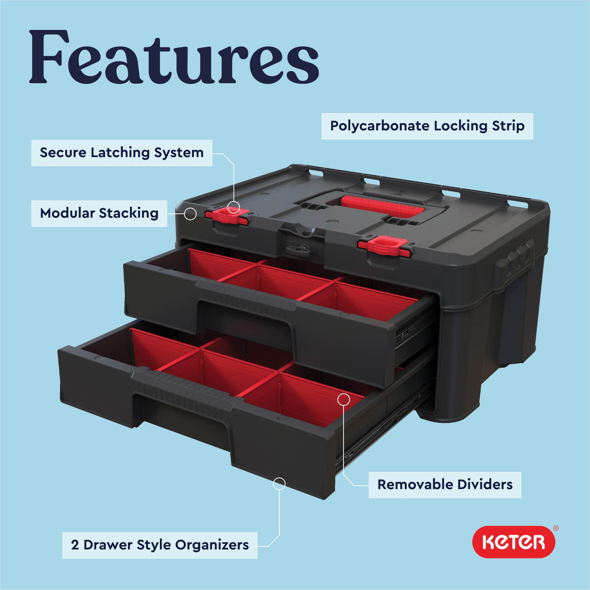 Keter Stack-n-Roll Modular Tools Organizer