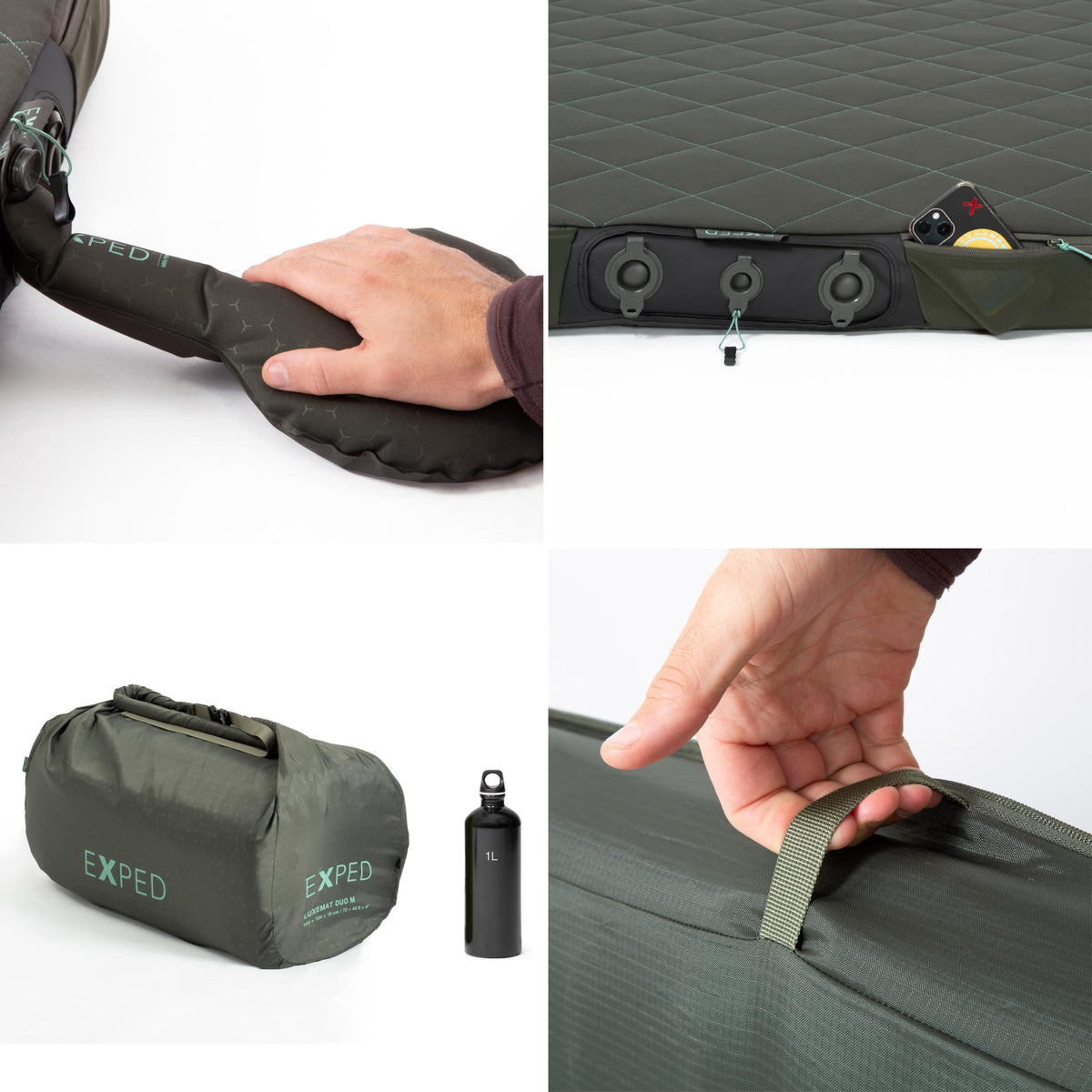 Exped LuxeMat Self Inflating Luxury Sleeping Mat, 4” Foam Pad with Pump