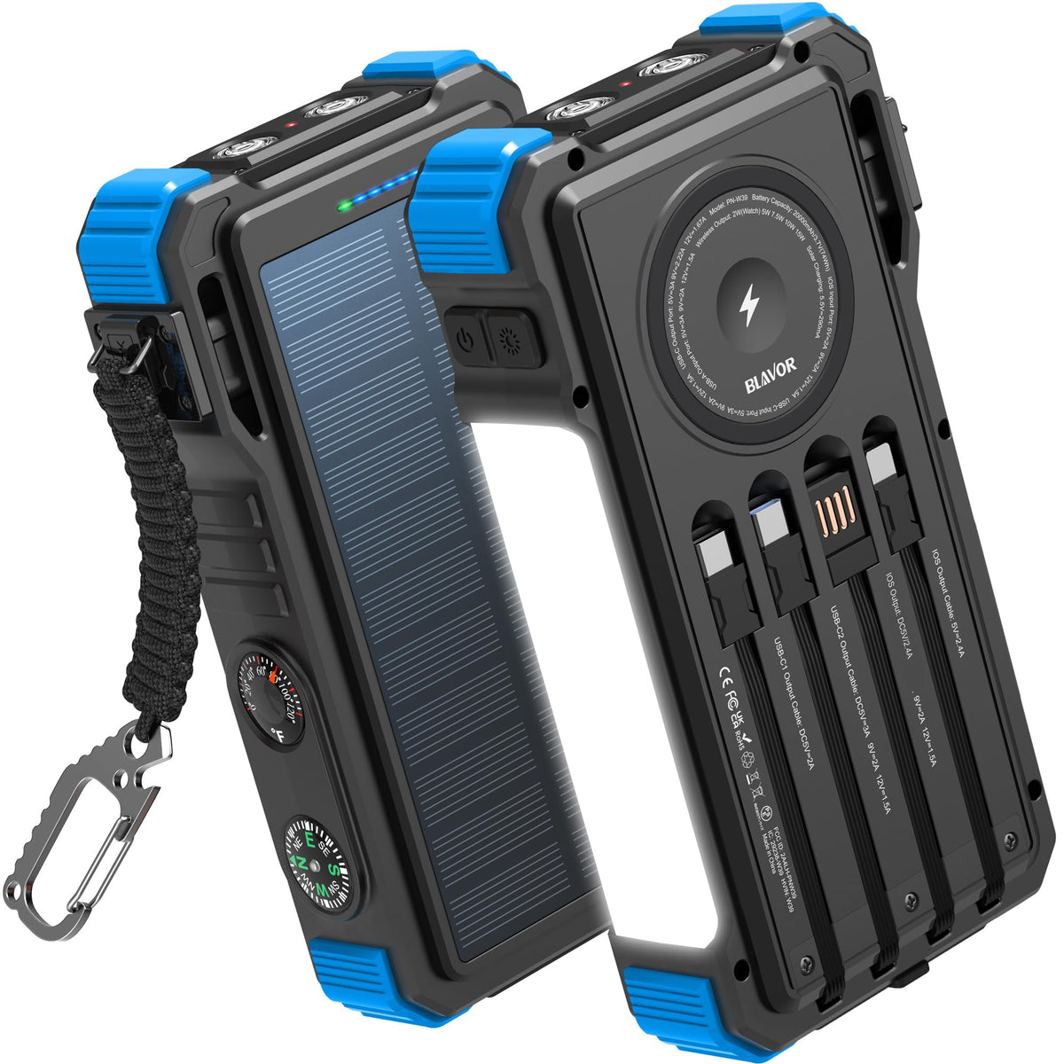 BLAVOR Solar Power Bank 20000mAh, Wireless Charger for Phones & Apple Watch