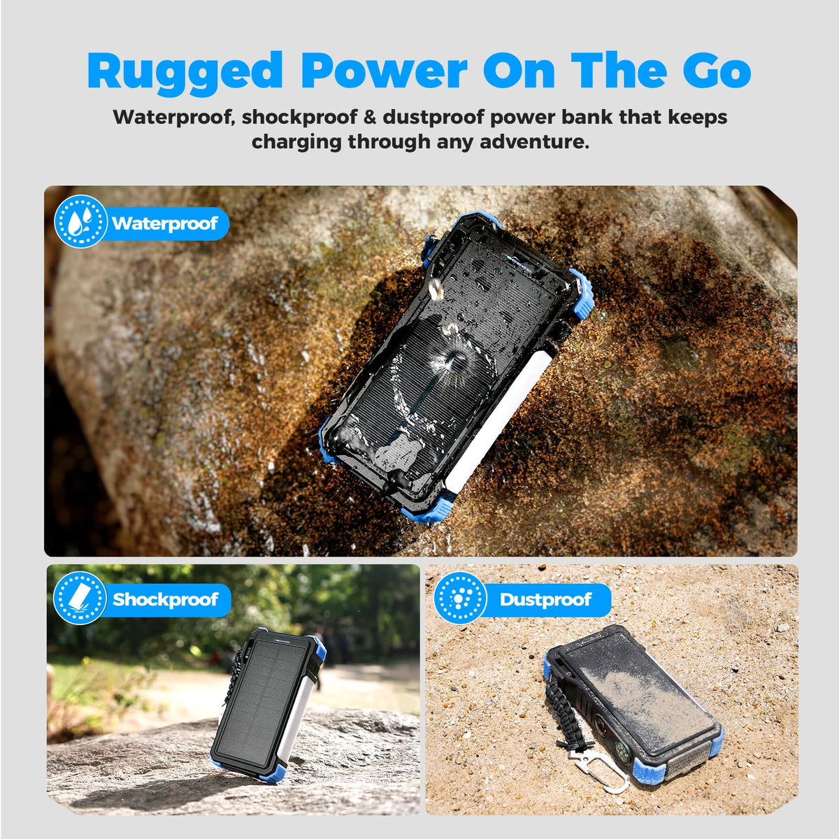 BLAVOR Solar Power Bank 20000mAh, Wireless Charger for Phones & Apple Watch