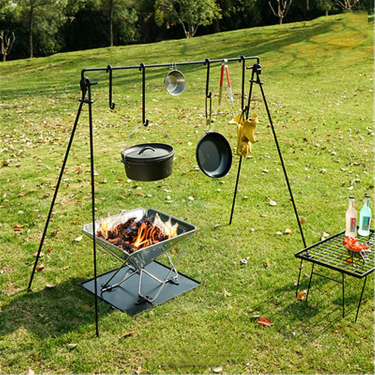 Adjustable Campfire Cooking Tripod Grill