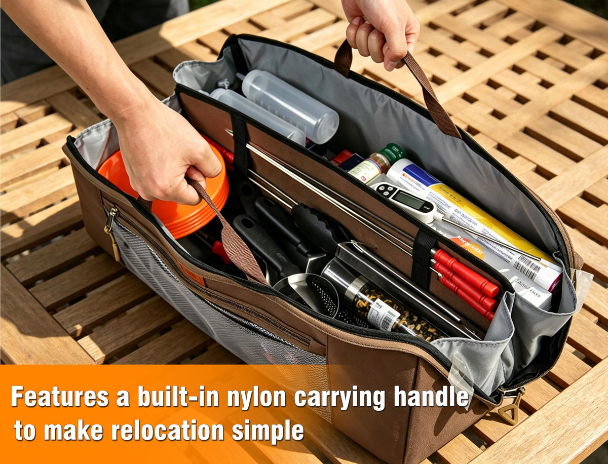 Grill Tool Storage Bag 22Inch Utensil Organizer for Outdoor Cooking ﻿