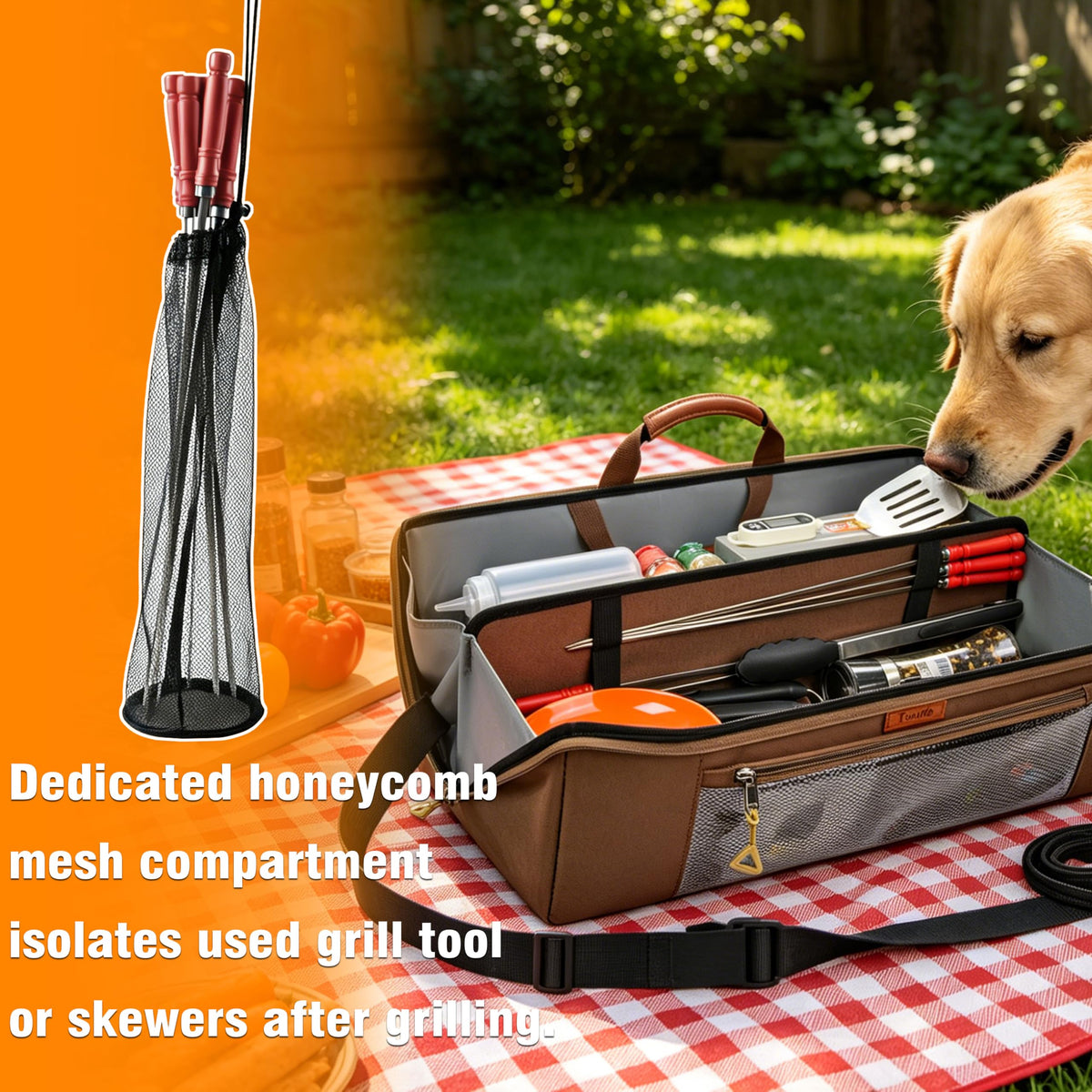 Grill Tool Storage Bag 22Inch Utensil Organizer for Outdoor Cooking ﻿